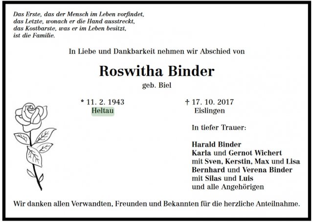 Biel Roswitha1943-2017 Todesanzeige